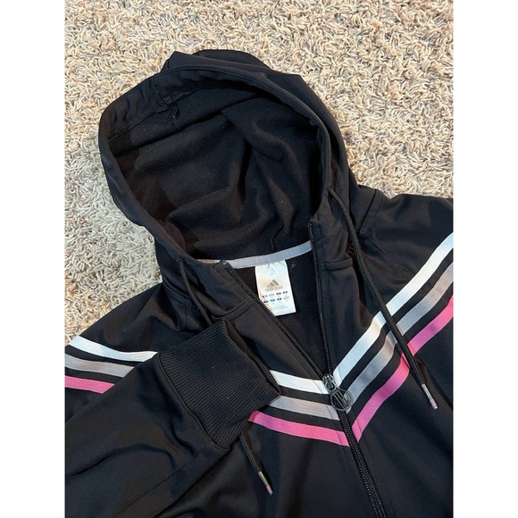 Adidas Full-Zip Hoodie Jacket Women's Sz Small Black/Pink/Gray Retro-look - Picture 1 of 4